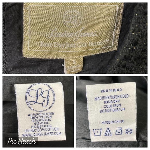 Lauren James Black Tweed Austen Dress Metallic Sparkle Lined Shift Dress Size S - Picture 12 of 16